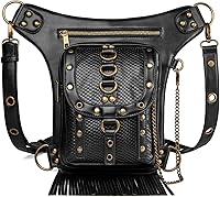 Vista 18 de Qianmome Gothic Steampunk - Riñonera de piel para viaje, bolso de viaje, bolso de pierna, bolso de hombro unisex, M
