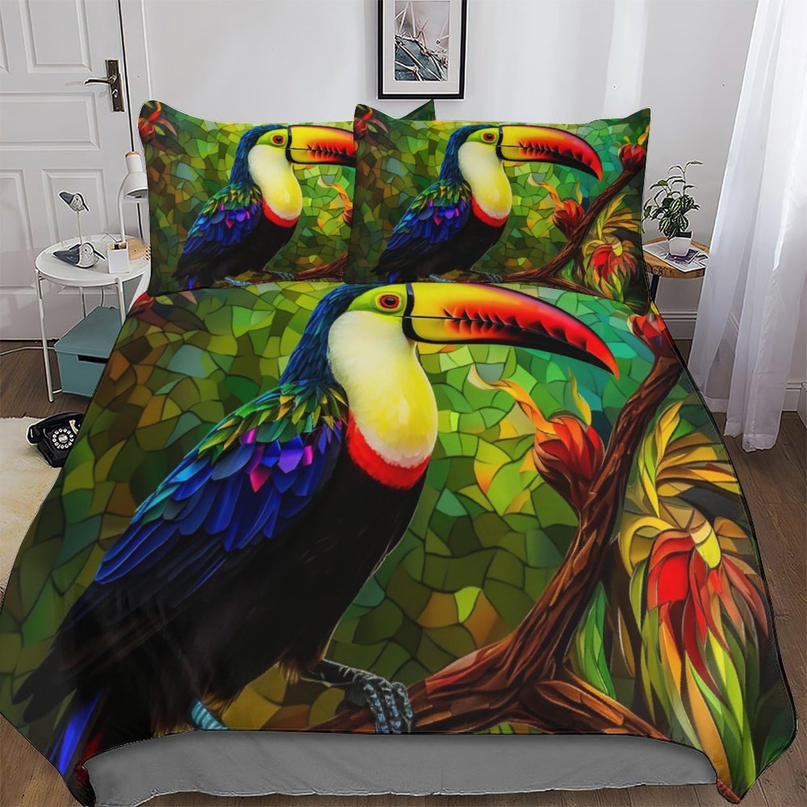 Housse de couette toucans 200x200cm pour créer une ambiance tropicale chez soi