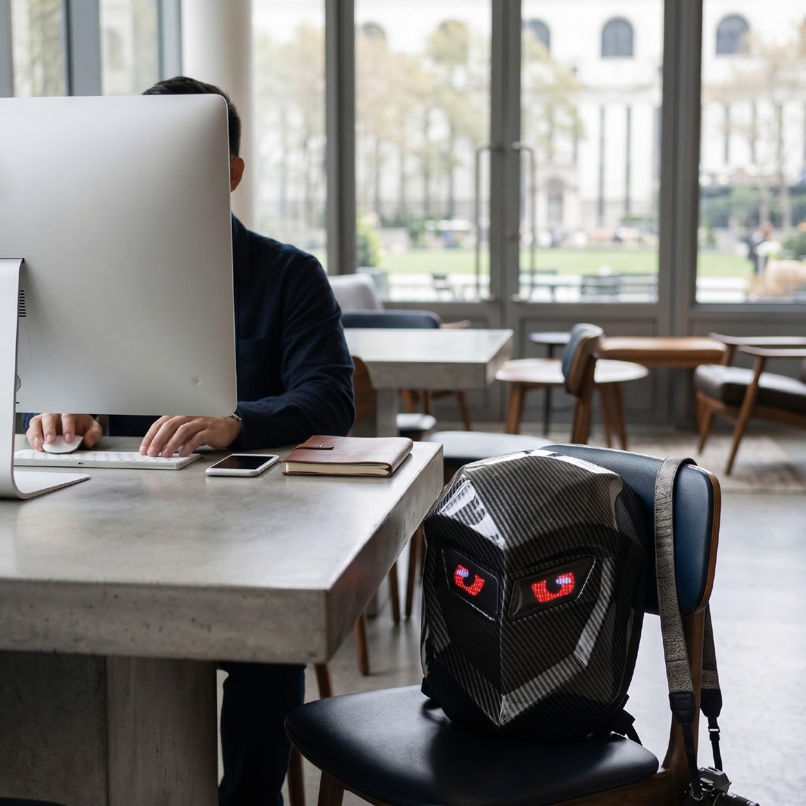 Fafeicy Zaino Illuminato, Schermo Programmabile Tramite APP Bluetooth | Borsa per Laptop da 15 Pollici Impermeabile con Guscio Rigido per Escursioni Notturne Al Pendolarismo