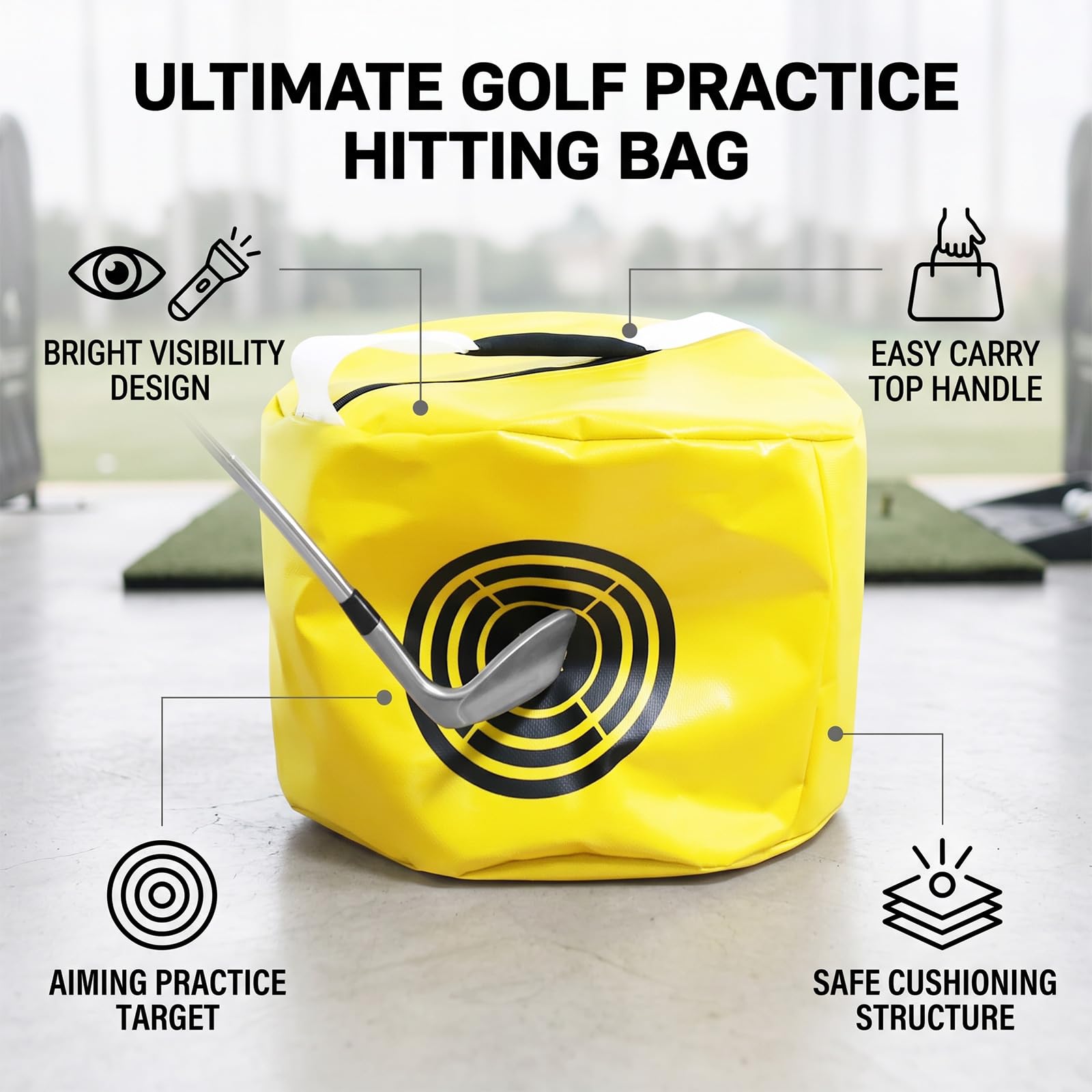 VEASAERS Bolsas de impacto de golf, bolsa de golpe con banda para el brazo, ayuda a entrenar, impermeable, duradera, regalos para hombres y mujeres, bolsas de impacto de golf