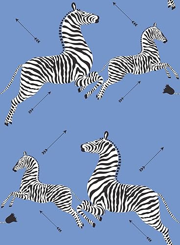 Scalamandre Azure Zebra Safari - Papel tapiz para despegar y pegar, color azul