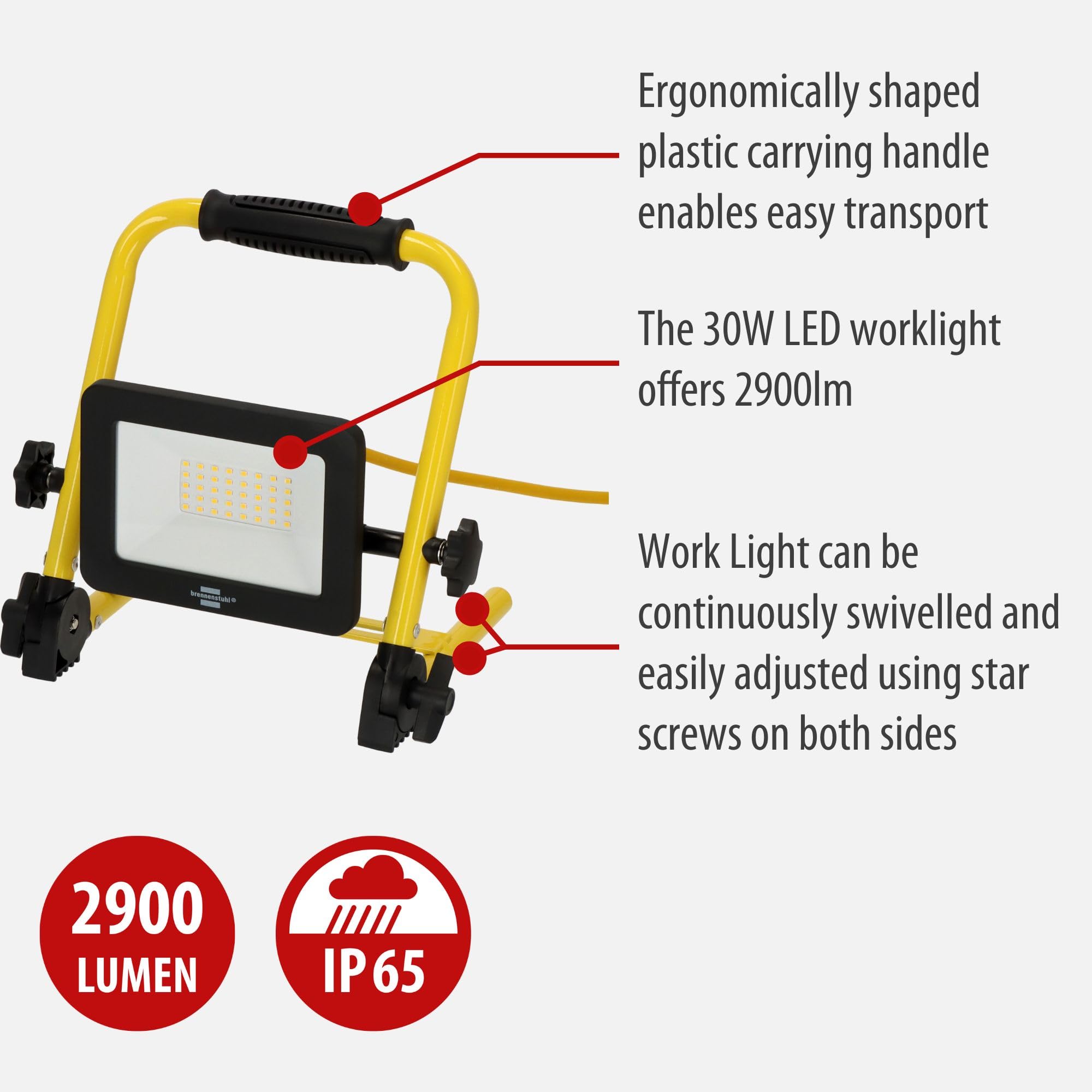Brennenstuhl LED Work Light 30W, Yellow - Image 2
