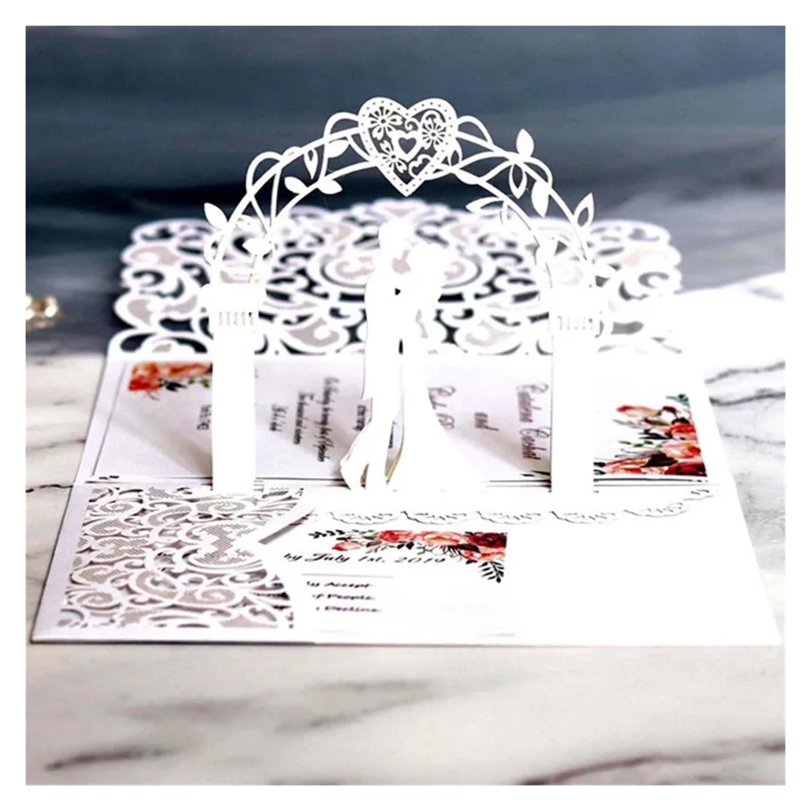 Einladungskarten Hochzeit 10/20 Stück Weißgold-Perlenpapier, lasergeschnittene Hochzeitseinladungskarte, europäische Hochzeit, Brautparty, Dekor, Geschenk, Grußkarten-Sets(Ivory,20pcs)