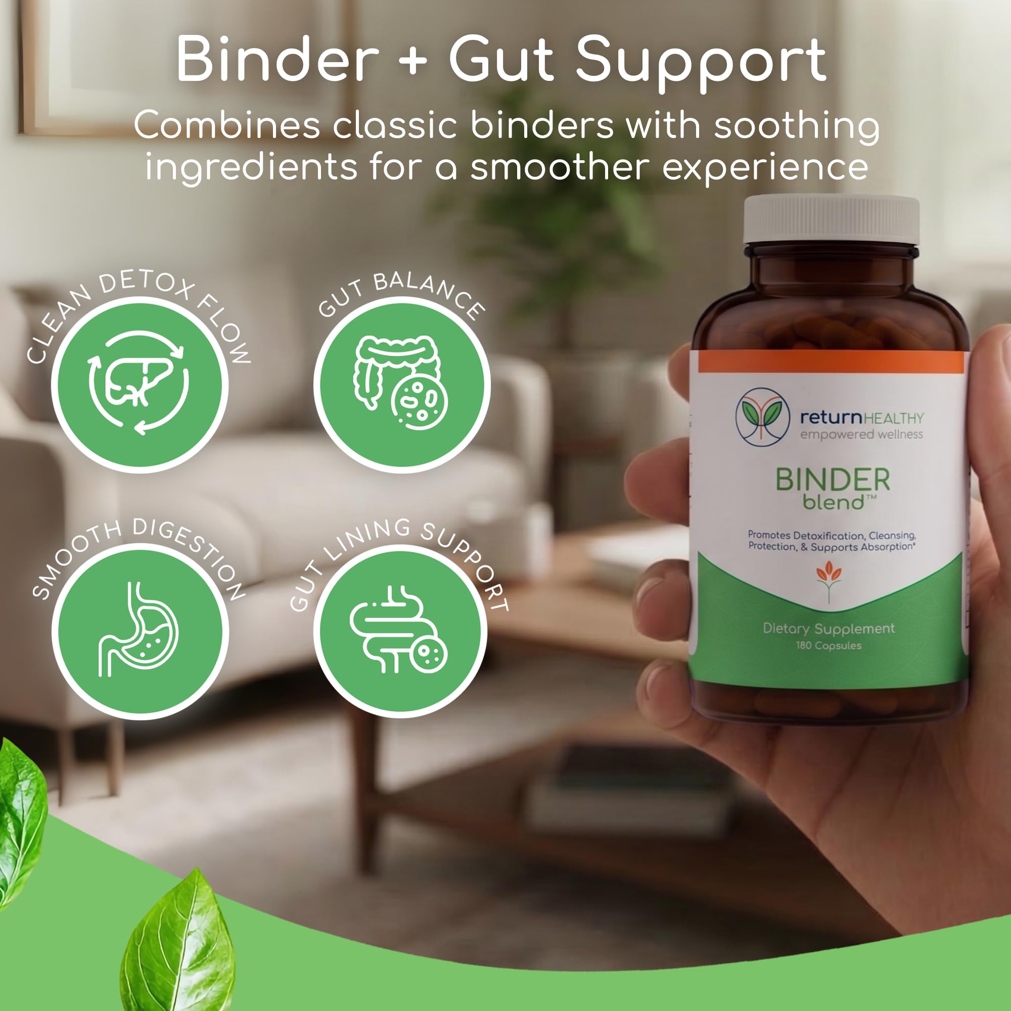 Binder Blend - Toxin Binder Supplement, Detox Capsules for a Healthy Gut - 180 Capsules - 90 Servings - 960mg Activated Charcoal & 480mg Organic Chlorella - Bloating Relief - Bentonite Clay — Amazon image 3