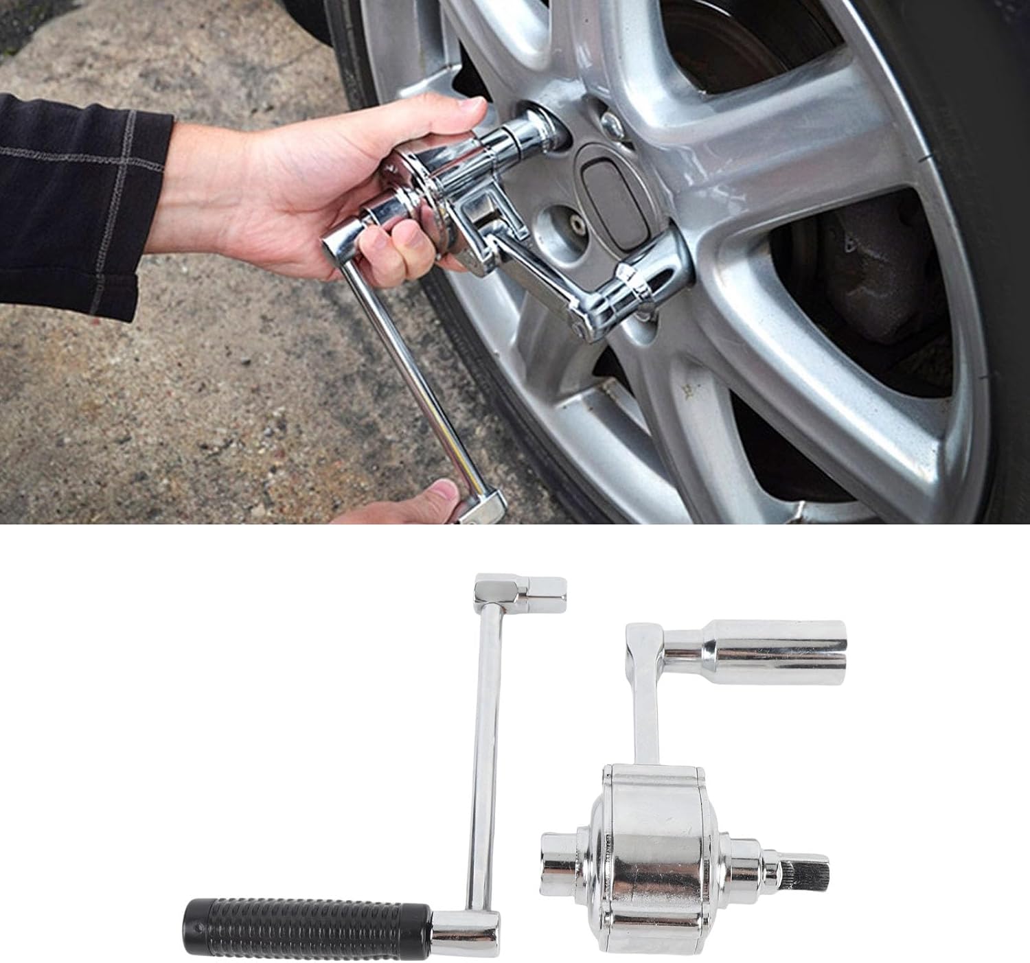 Qqmora Torsion Multiplier Wrench Set Heavy Duty 1/2 Drive Lug Nut Removal Tool with 3 Sockets for Car Tire Nut Disassembly Made of Chrome Vanadium Steel Ideal for Mechanics and