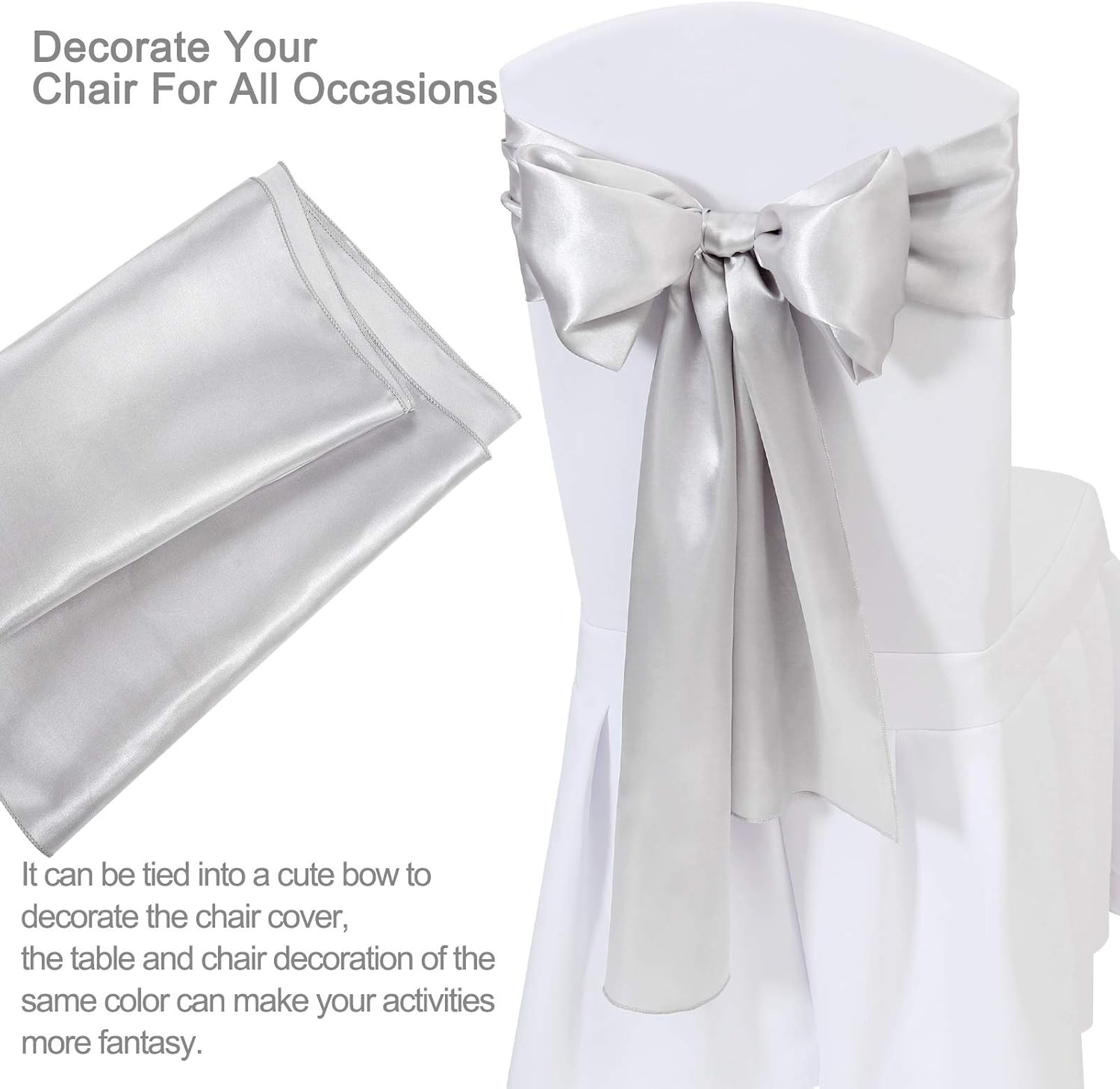 B-COOL Silver Table Runner Satin Table Runners Wedding Table Runners Silk Smooth Fabric for Wedding Party Decorations 20 Pack 12x108 inch