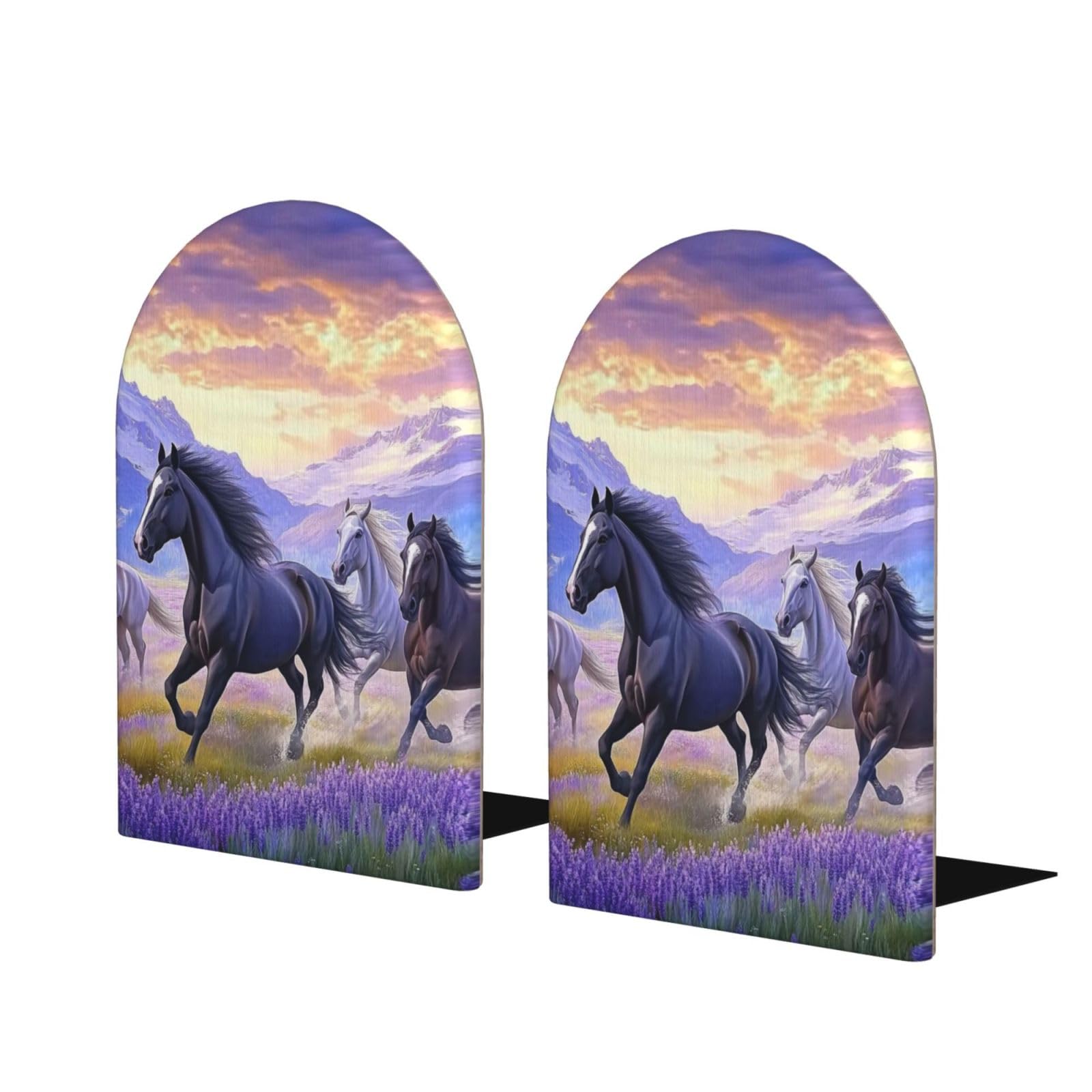 Serre-livres moderne cheval violet pour décorer une bibliothèque de salon ou une chambre d'enfant