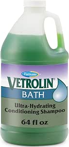 Vetrolin Bath Shampoo For Horses & Dogs - 64 Oz Concentrated Hydrating Formula, Protein-Enriched Lather