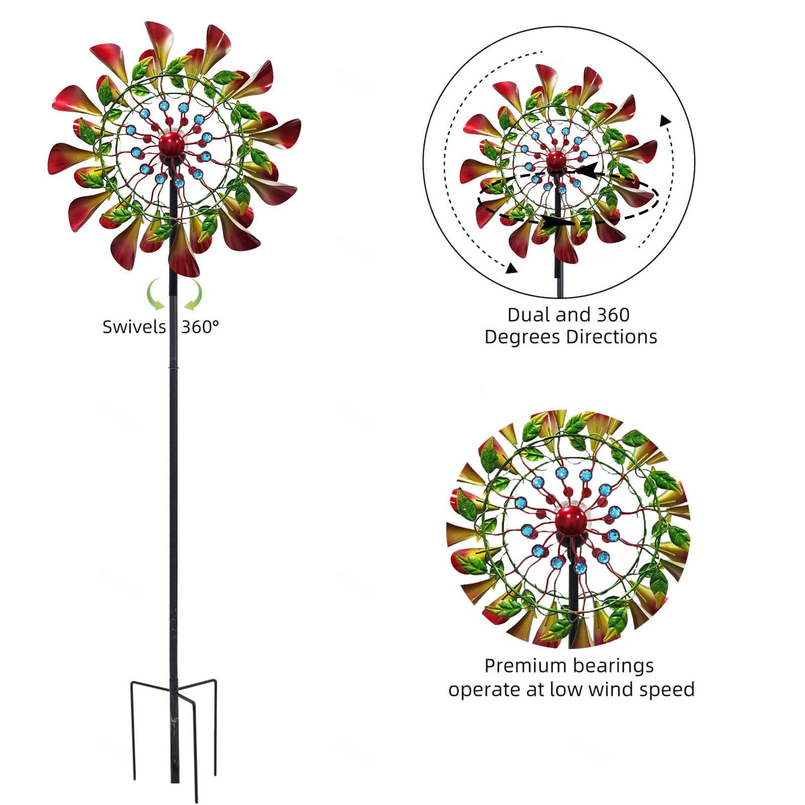 83 Pollici Girandole Da Giardino All'Aperto Mulino A Vento Solare Sfera Di Vetro Ad Energia Solare Con Cinetica Decorazioni Per Cantieri Eolici