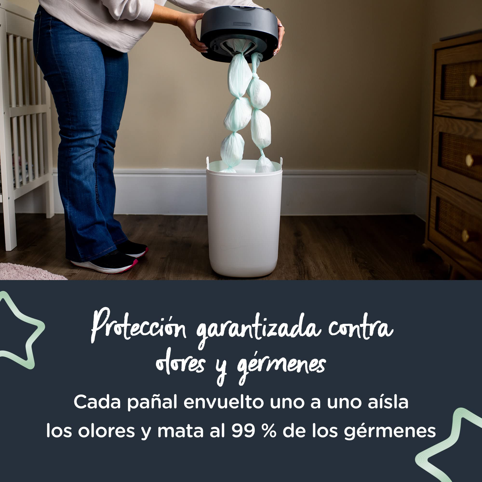Tommee Tippee Recambios para Contenedor para Pañales Avanzado Twist and Click, Película Greenfilm Antibacteriana y Sostenible, Pack de 6
