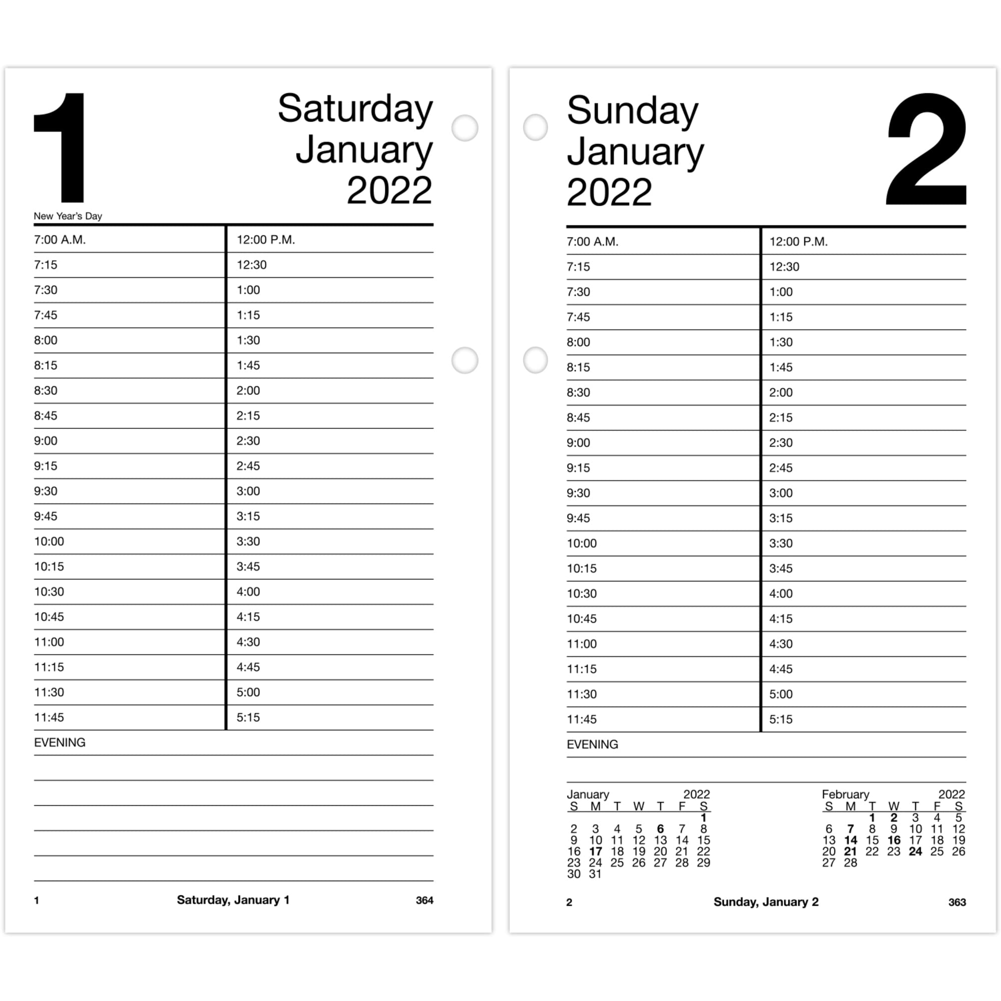 AT-A-GLANCE codzienny kalendarz biurkowy 2022, 11,5 x 20 cm, luźny liść (E21050)