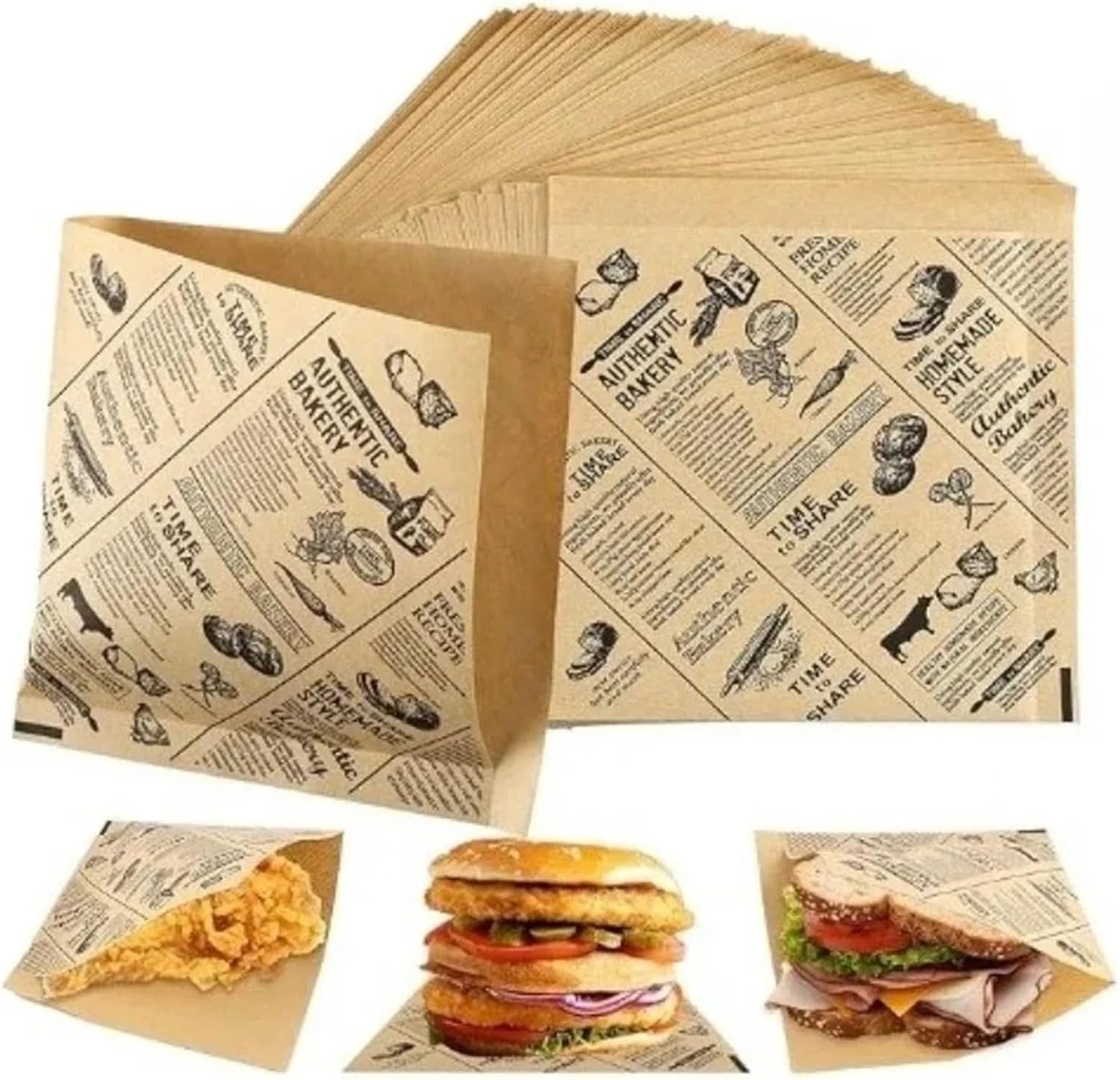 600 Pcs Cute Pattern Greaseproof Parchment Wrappers – Non-Stick Food Holders For Sandwiches, Ideal Baking & Kitchen Tools(Shape A)