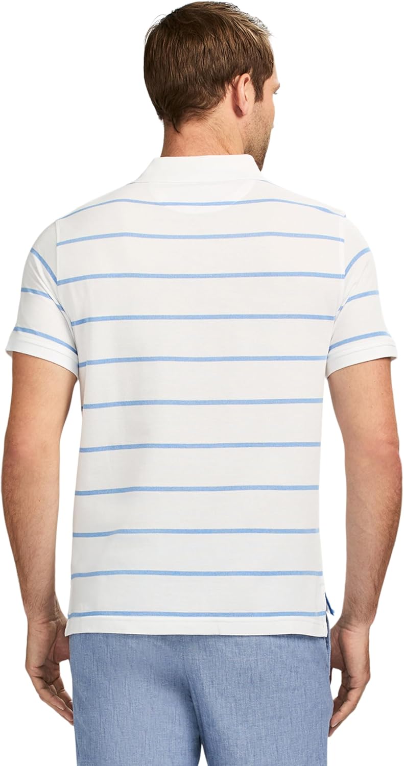 Izod Men's Advantage Performance Short Sleeve Stripe Polo Shirt
