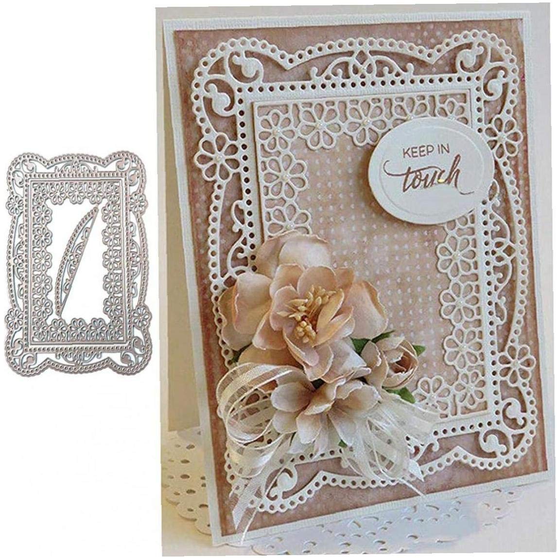 Byfri As Shown Flower Metal Die Cuts Wedding Square Lace Flower Border Cutting Stencils For Diy Scrapbooking Photo Decorative Embossing Paper