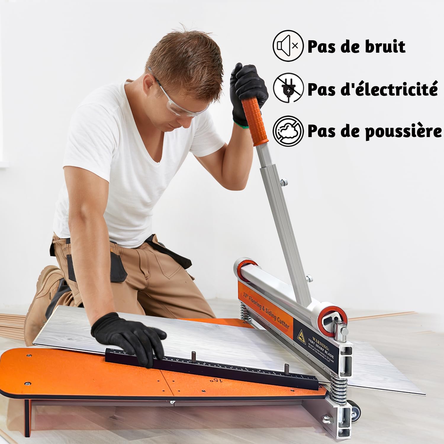 Zozen coupe parquet,découpage laminaire 310mm avec roues - angle de coupe et longueur d'une étape, outils de plancher - découpage laminaire à base de vinyle, bois technique, LVP/T, VCT, SPC, WPC.