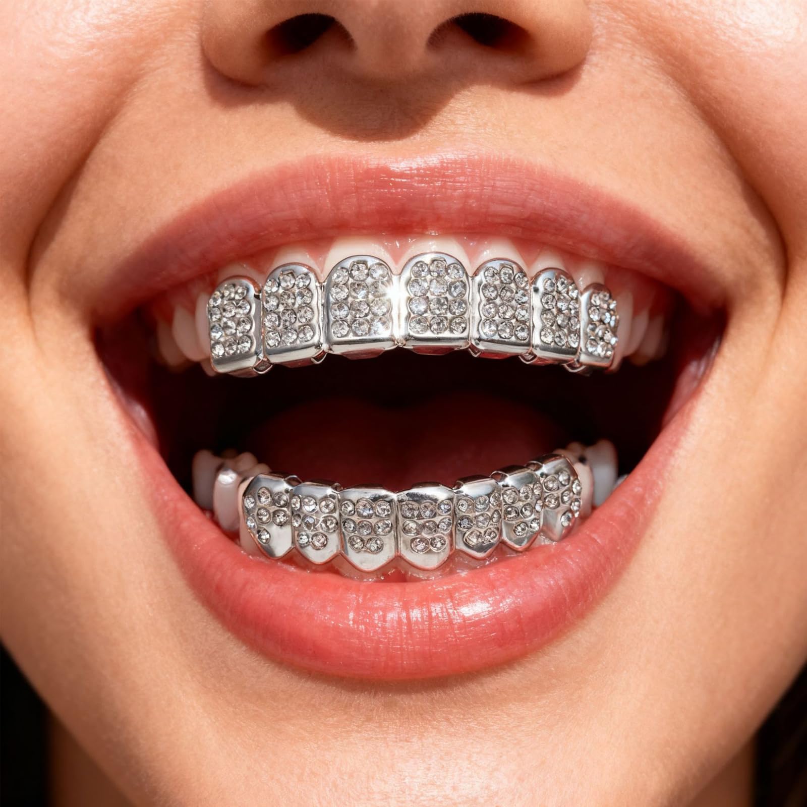Qiwenr Hip Hop Teeth Grills, Rapper Braces, Bottom Grills, Hip Hop Custom Fit Polished Teeth Grillz - Image 3