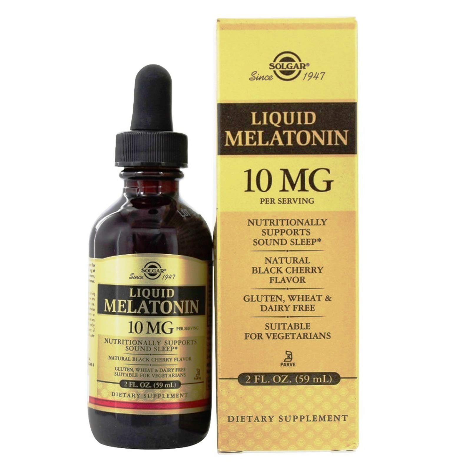 Solgar, Liquid Melatonin, Nutritionally Support Sound Sleep, Natural Black Cherry Flavor, 10 mg, 59 ml (2 fl oz)