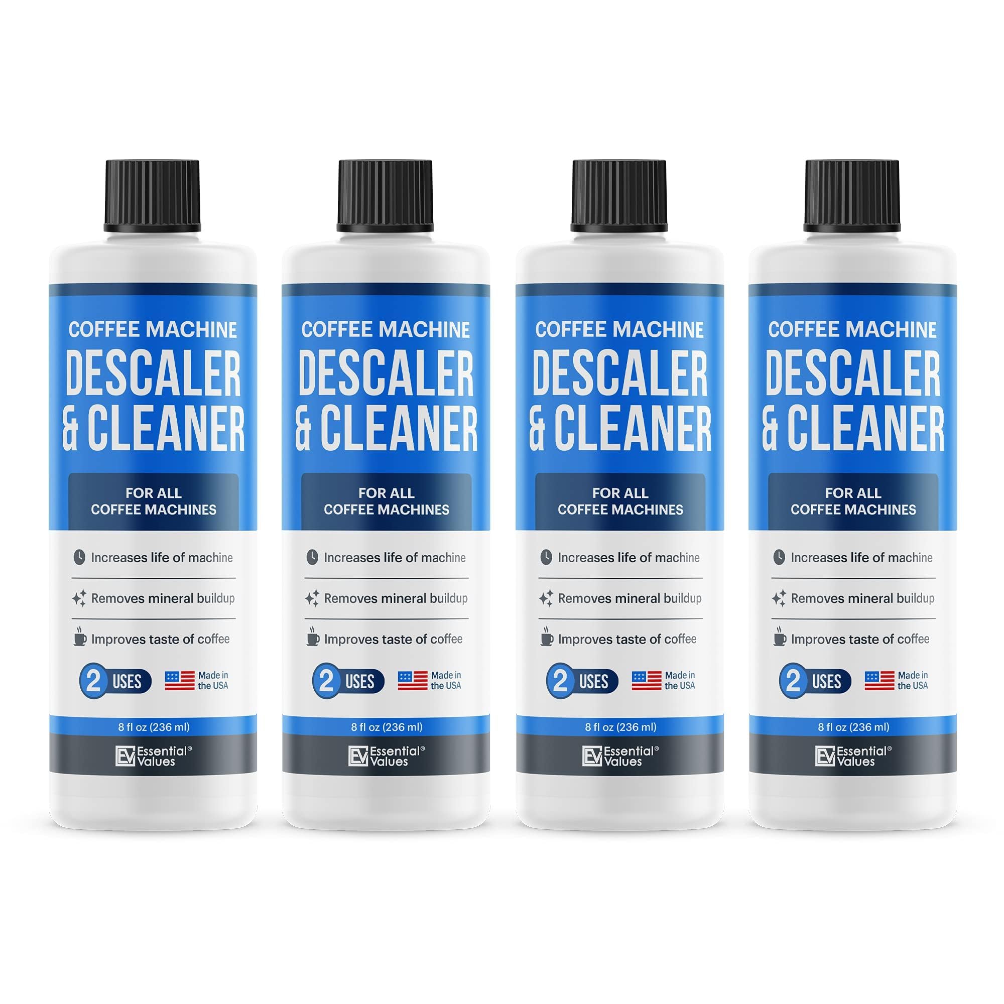 Essential Vales Descaling Solution (8 Uses) Coffee Machine Descaler Cleaner - Compatible with Breville Keurig Nespresso Delonghi - Liquid To Descale Coffee & Espresso Machines
