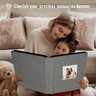 Artmag Fabric Photo Album 4x6 1000 Large Capacity for Family Wedding Anniversary Linen Album Holds 1000 Horizontal and Vertical Photos (1000 Pockets, Grey)