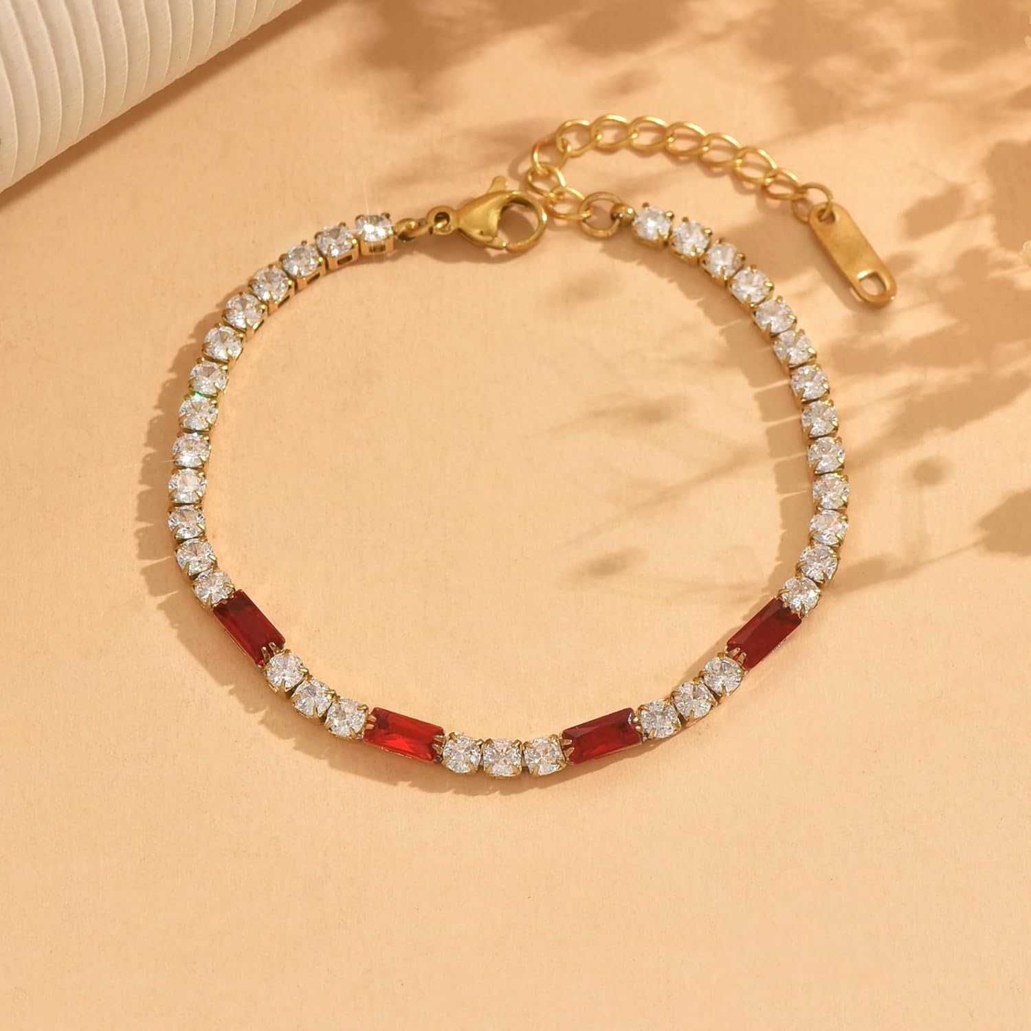 Tennis Bracelets for Women 18K Gold Plated 3mm Cubic Zirconia Bracelets Dainty White Black Green Red Blue Pink Diamond Adjustable Bracelet - Image 5