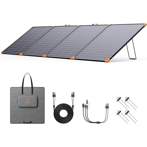 N-Type 16BB 450W Portable Solar Panel,RV Essentials,38V Foldable Solar Charger for Power Station, 25% High Efficiency IP68 Waterproof 4 Reinforced Kickstands for Camping RV Blackout