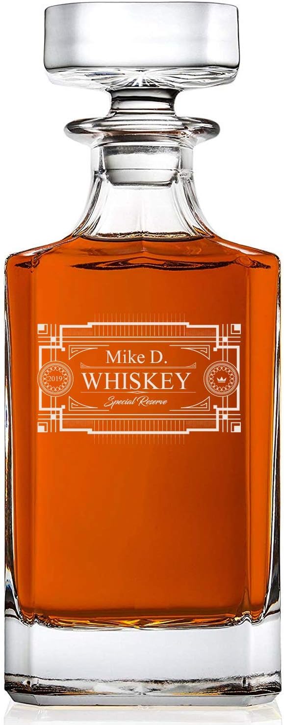 Personalized Whiskey Decanter - Glass Decanter - Groomsmen Gift - A Personalized Gift, Great Groomsmen Gift, Best Man Gift (Miller Design)