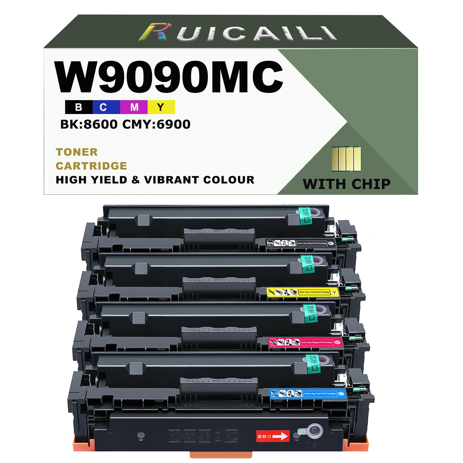 W9090MC W9091MC W9092MC W9093MC Wymienny wkład z tonerem do drukarki HP Color Laserjet Managed E45028dn MFP E47528f (4PK-czarny, cyjan, magenta / żółty)