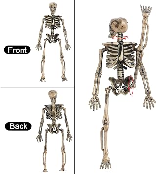 FINGOOO Small Skeleton Figurine 6 Inches,6 Pieces Plastic Skeletons Mini Poseable Skeleton Toy for Crafts Halloween Decoration (Make-Old)