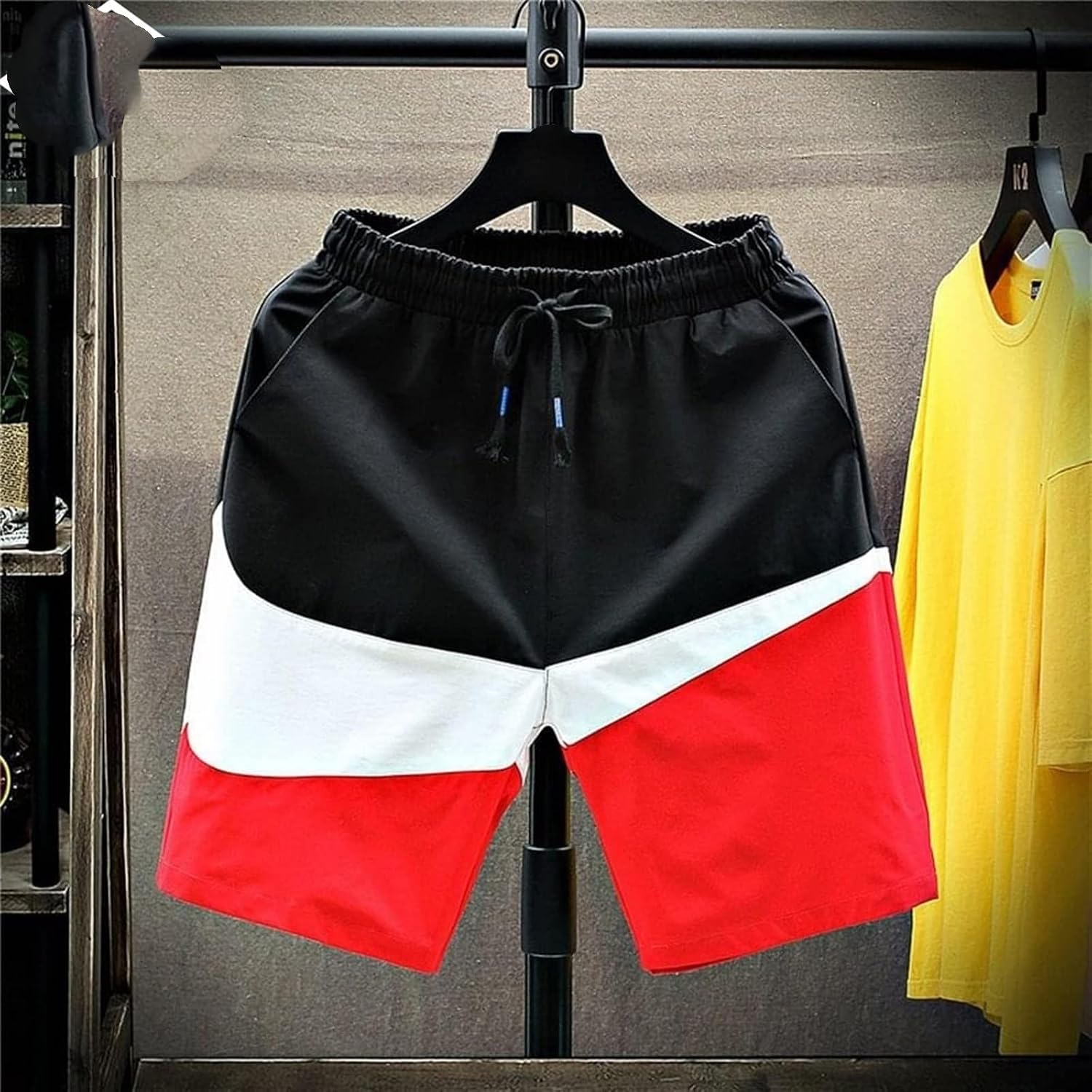 Shorts for Men Summer Patchwork Men Sport Shorts Cotton Loose Casual Pants Streetwear Breathable Sweatpants Unisex Knee Length Sportswear(4XL)