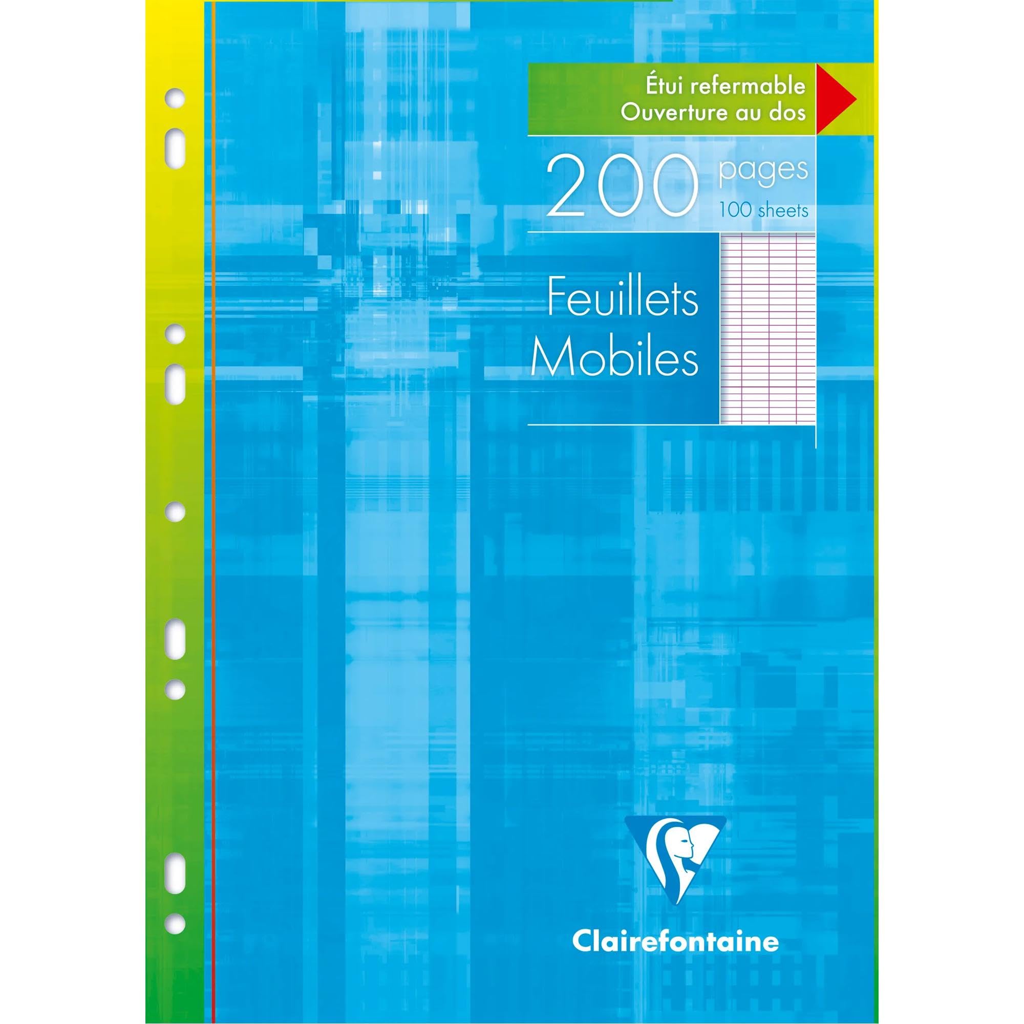 Clairefontaine 1751AMZC - One Pack of 2 Perforated Loose-Leaf Binders - Size: A4 21x29.7 cm - 200 Seyes Ruled Pages - White Paper 90 g - Reusable Binders