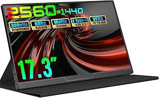 Bimawen 17.3 inch 2K Portable Monitor for Laptop - Ultra Slim,Compatible with Phones, Switch,PC,Laptop,Raspberry Pi 4,PS3,PS4 (1440p)