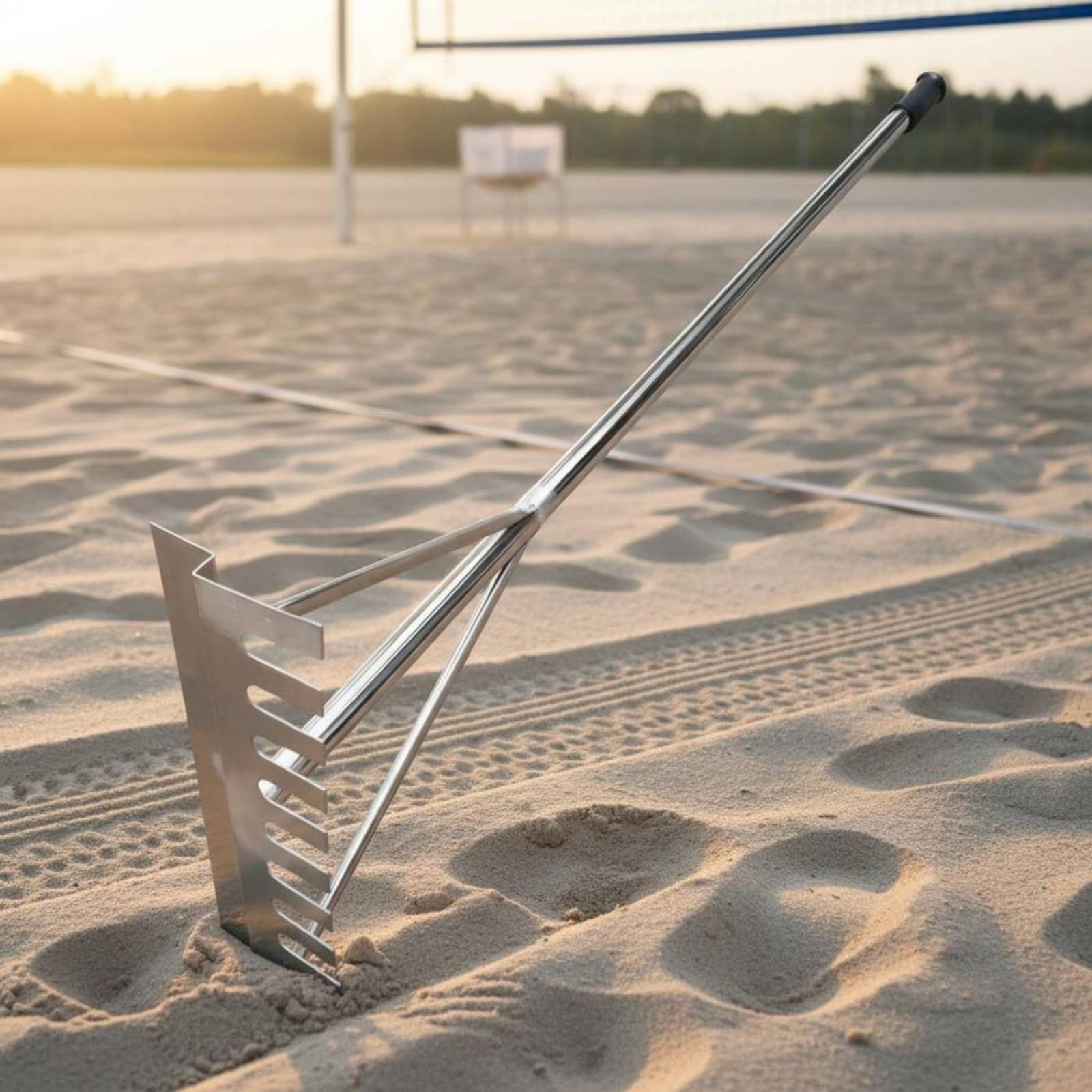 Rastrello Livellatore Sabbia Manico Lungo Rastrello Metallico Sabbia Rinforzato Attrezzatura Sportiva per Pista di Sport , Rastrello In Acciaio Inossidabile A Doppio Uso Diametro Manico 32