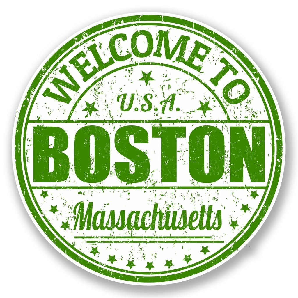 Destinationvinyl Multi 2 X 10Cm/100Mm Boston Massachusetts Usa Vinyl Self Adhesive Sticker Decal Laptop Travel Luggage Car Bike Sign Fun #5997