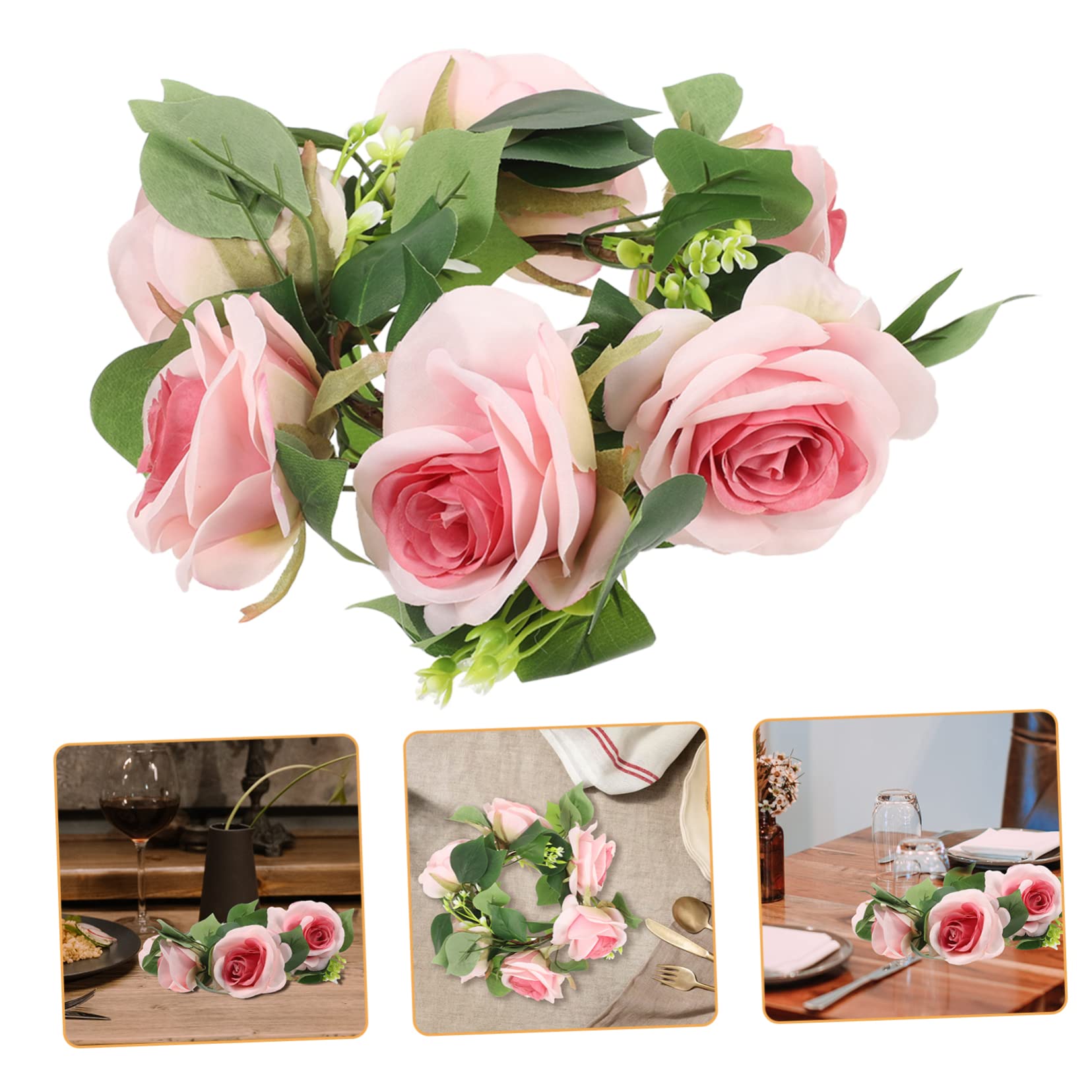 4stücke Künstlicher Rosenkranz Für Hochzeiten Dekorativer Kerzenring Aus Kunstblumen Für Tischdekoration Und Kreative Fotos Vielseitig Einsetzbar Für Verschiedene Anlässe