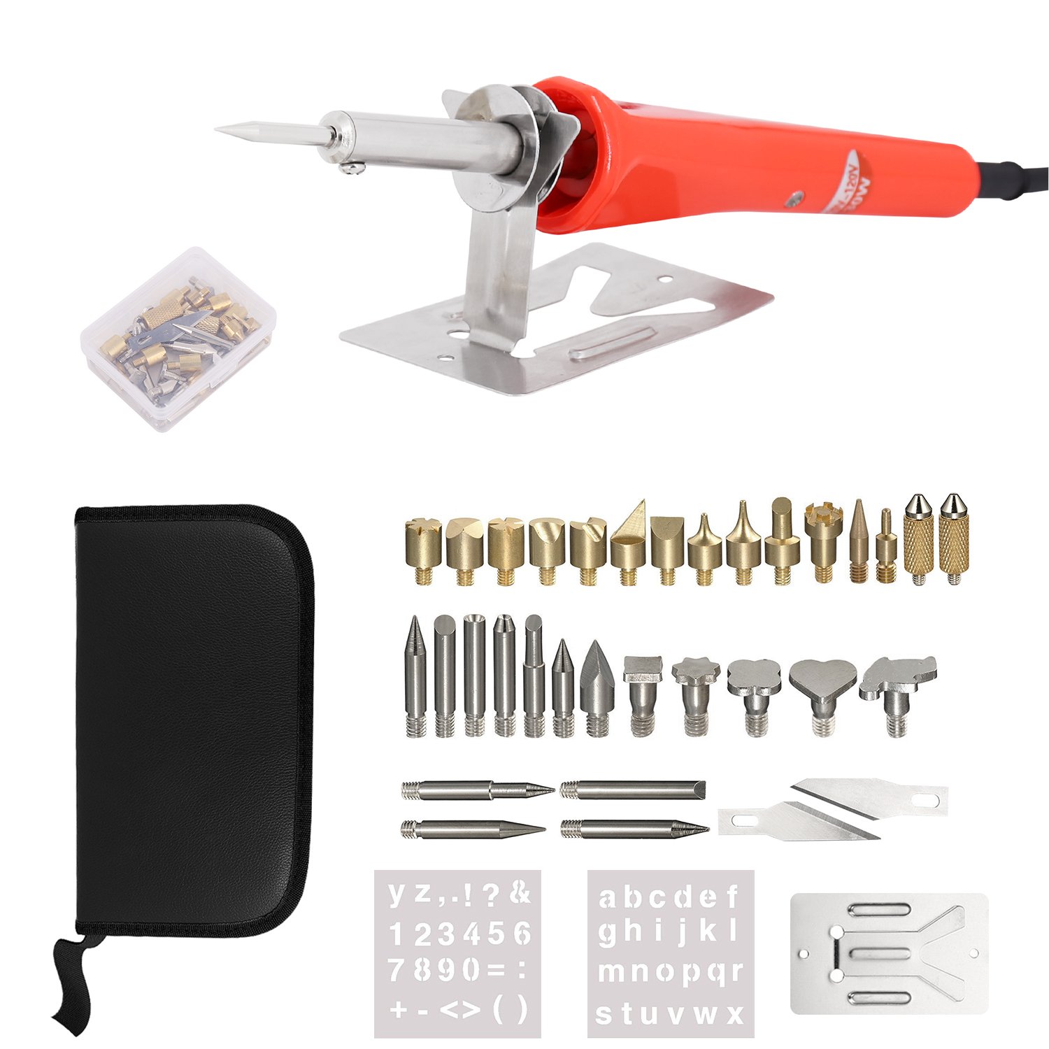 38PCS Wood Burning Kit Tool with Pyrography Pen Include Various Wood Embossing/Carving/Soldering Tips for Creative Wood Burner