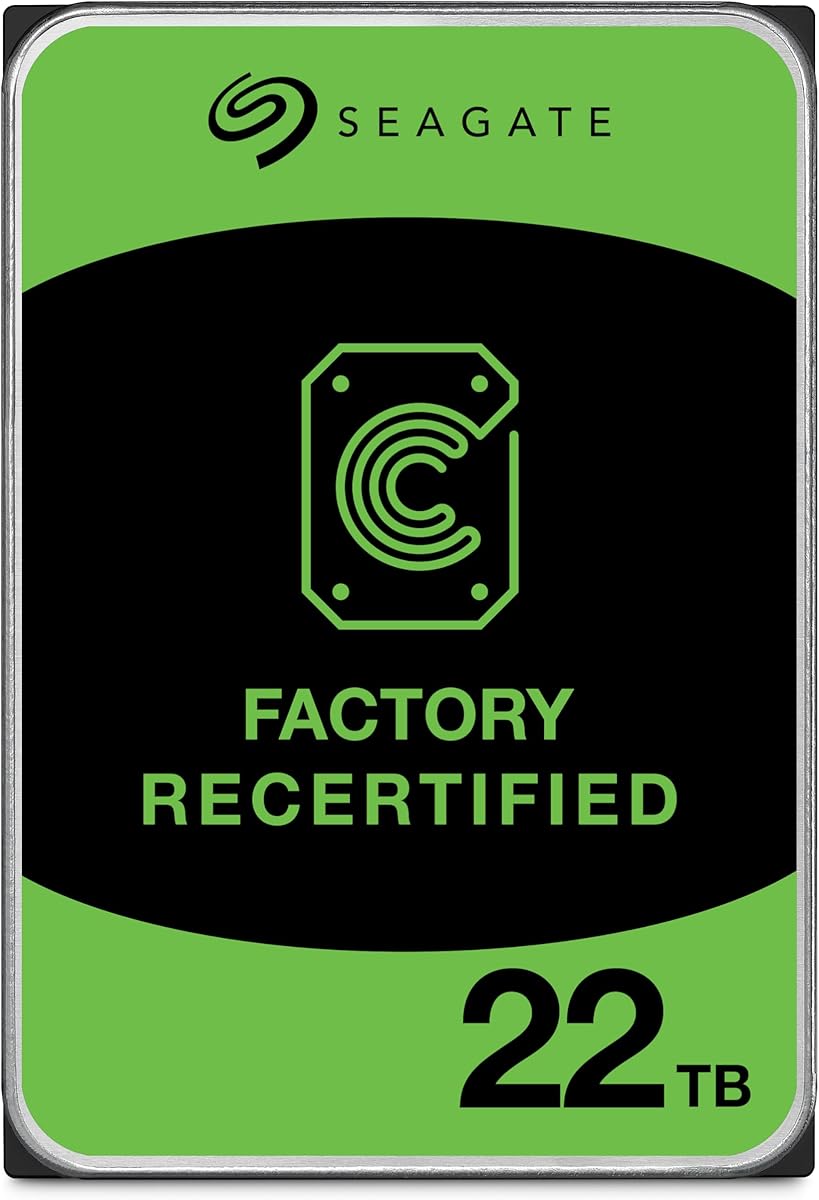 Seagate Exos 22TB SATA HDD 6Gb/s 7200RPM 3.5-inch Enterprise Hard Drive (ST22000NM000C) (Renewed)