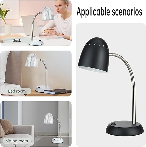 Miniatura 5 de Lámpara de mesa de mármol de diseños simples para el hogar E26Led Tornillo básico Lámpara de escritorio de metal con manguera flexible de cuello de