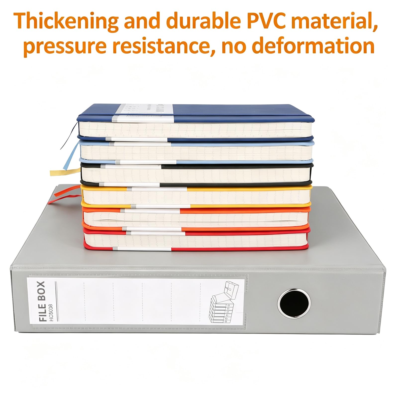 HUA JIE A4 Aufbewahrungsboxen aus Kunststoff, Archivhüllen mit Clip, PVC-Aktenordner, Organizer, Dokumentenaufbewahrung, Aktenbox für Büro, 32,5 x 6,5 x 24 cm, Grau (6 Stück)
