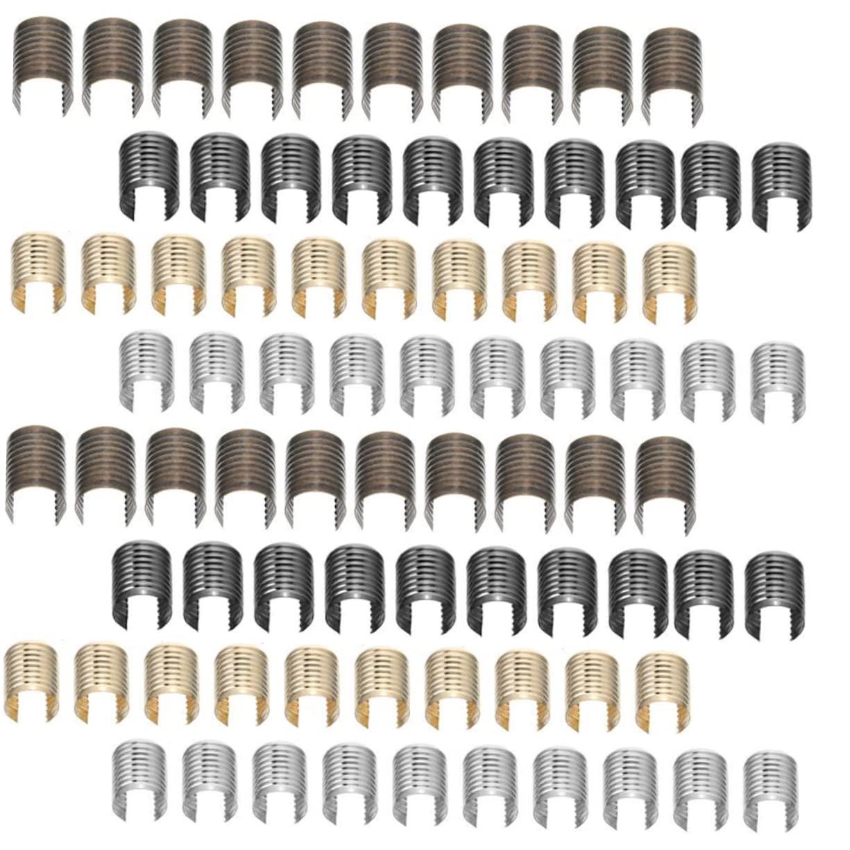 HAWILLOSCH Crimps for Jewelry Making 160pcs Leather Rope Clips Bead Clamps for DIY Metal Rope Fastener Easy to Use