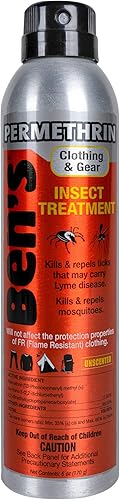 Ben's Repelente de insectos para ropa y equipo - Fórmula de permetrina al 0.5% - Repele garrapatas, mosquitos e insectos - Mata insectos al contacto