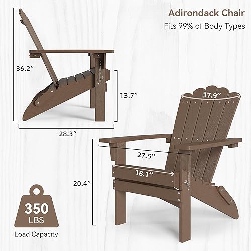 Miniatura 3 de Adirondack - Juego de 2 sillas plegables, sillas de patio resistentes a la intemperie con reposabrazos anchos y respaldo alto, silla para hoguera