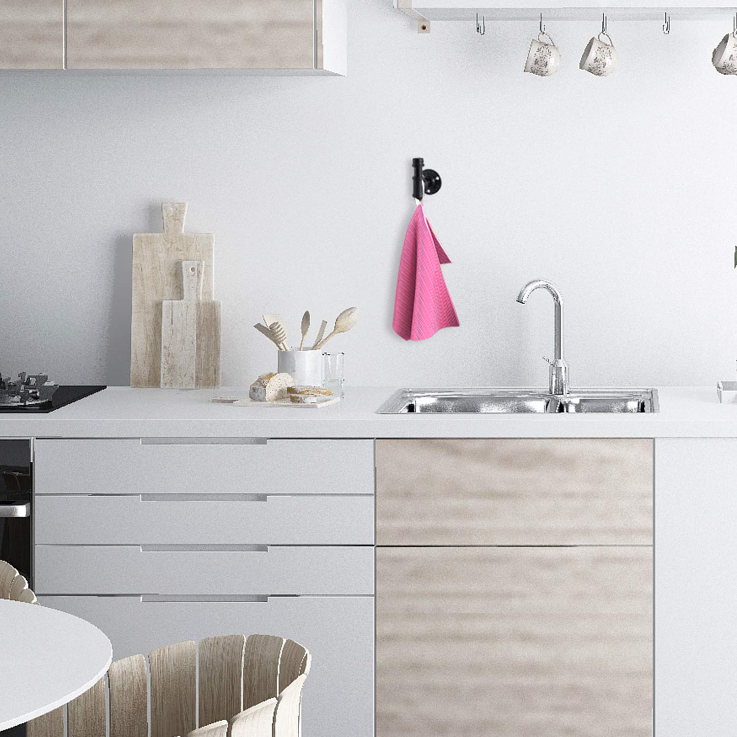 KMKANPO 6 Pièces Crochets Et Patères Pour La Maison,accroche Serviette Salle De Bain,Multi-Usages Crochet Porte Manteau Tubes D'expansion Et Des Vis,accroche Serviette,pour Salle De Bain,Cuisine