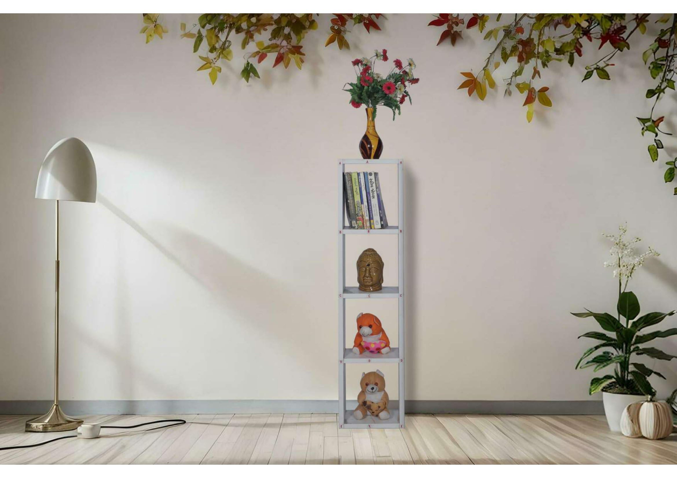 SBF Furniture Engineered Wooden Book Rack,Space Saver Book Shelf for Home Living Room and Office Table Top Free Standing Organizer,Laminated Finish Modern Book Shelve (New_Mini_Ghodo_White)