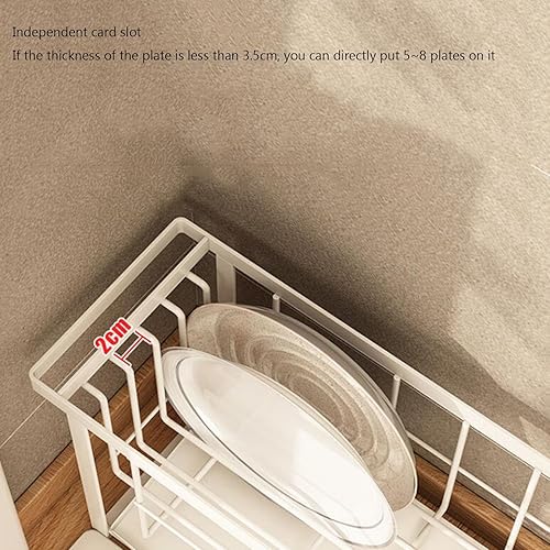 Miniatura 2 de JUSHZ Escurridor de platos, escurridor de platos sobre el fregadero, escurridor con bandeja de goteo, de metal, estrecho, pequeño, todo en uno,