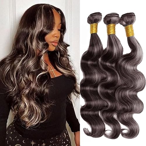 Grey Human Hair Bundles 22 24 26 Inch Body Wave Bundles 12A Human Hair 100% Unpr