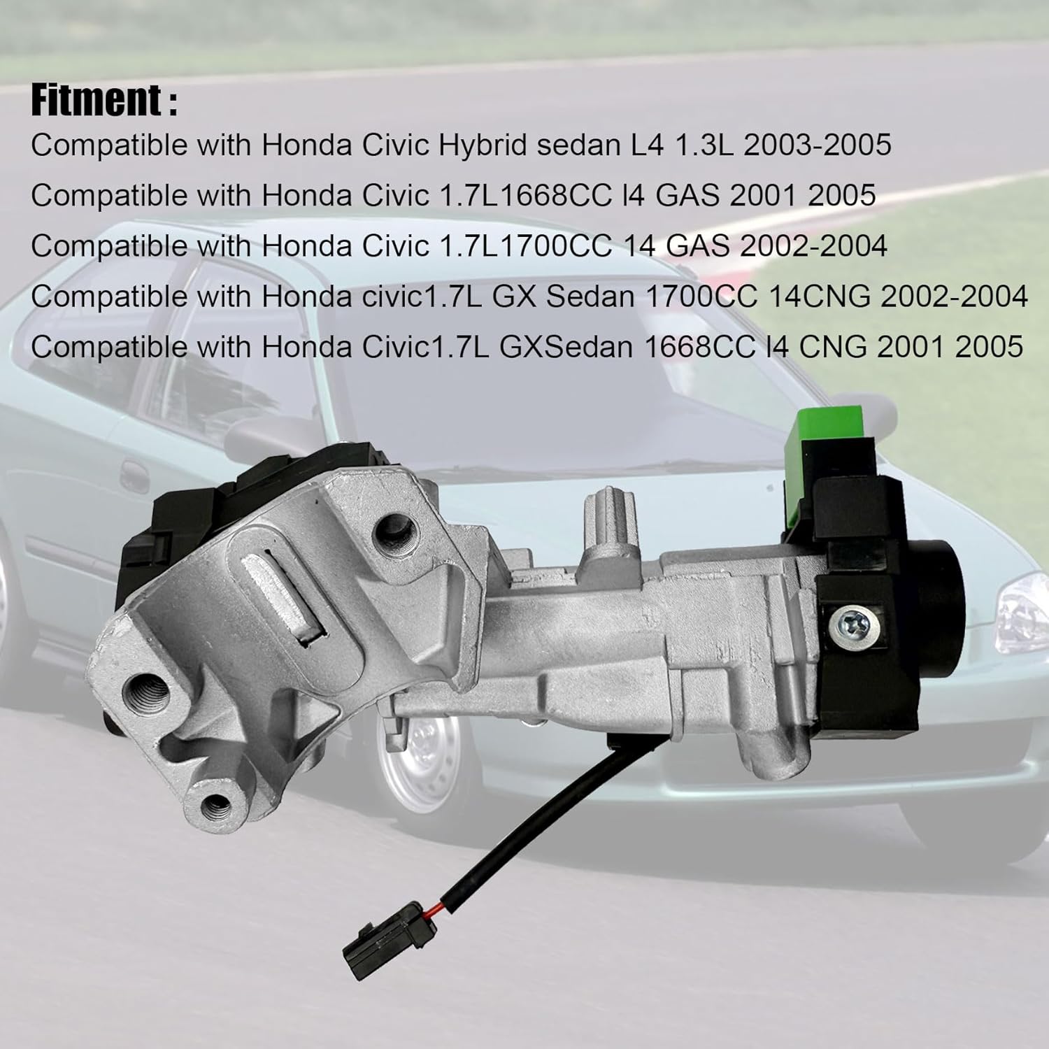 Ignition Switch Lock Cylinder with 2 Keys with Chip Compatible with Honda Civic 1.7L 2001 2002 2003 2004 2005 Compatible with Honda Civic 1.3L 2003 2004 2005 Replace 35100-S5A-A82