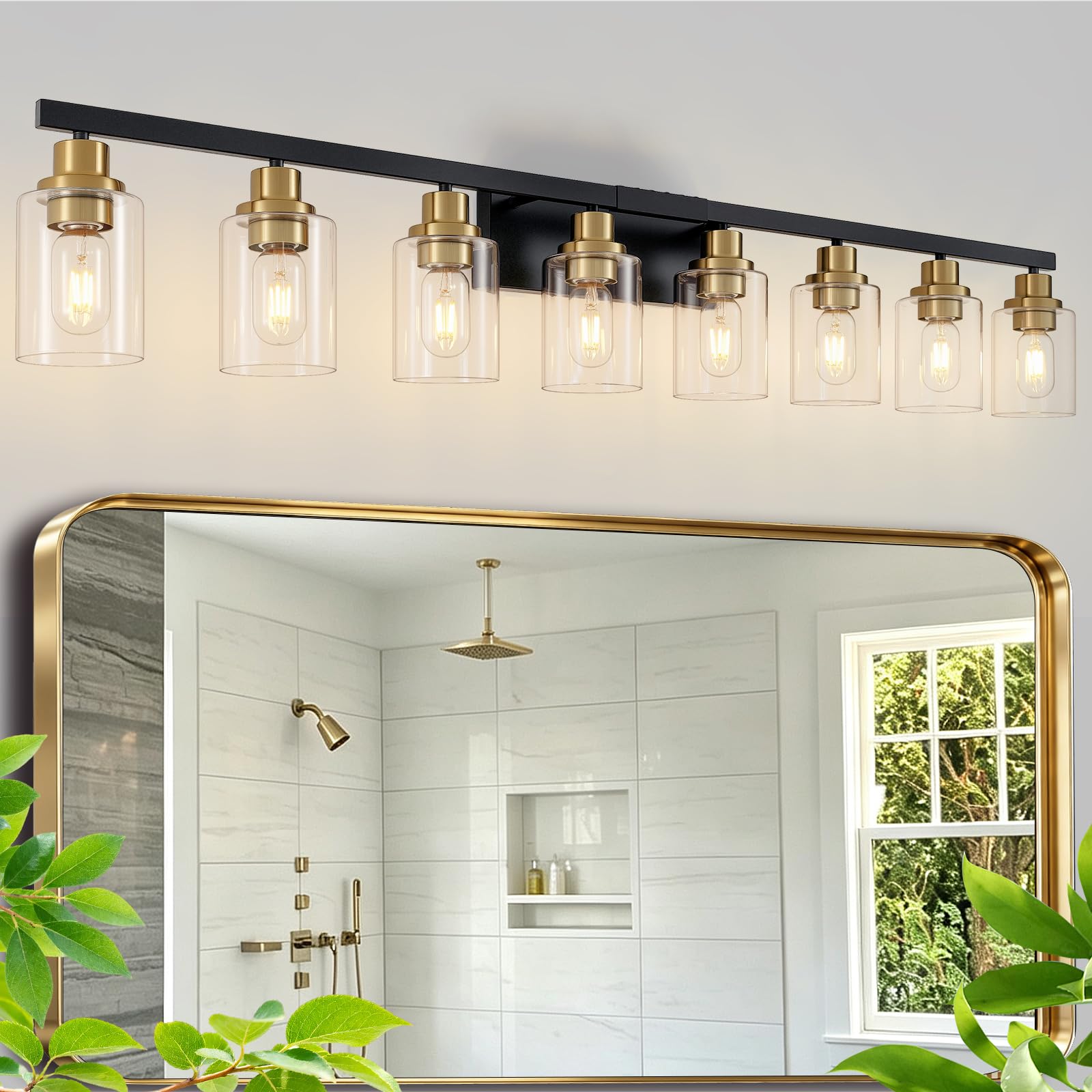 Black Vanity Lights - 8 Light Bathroom Fixture -22