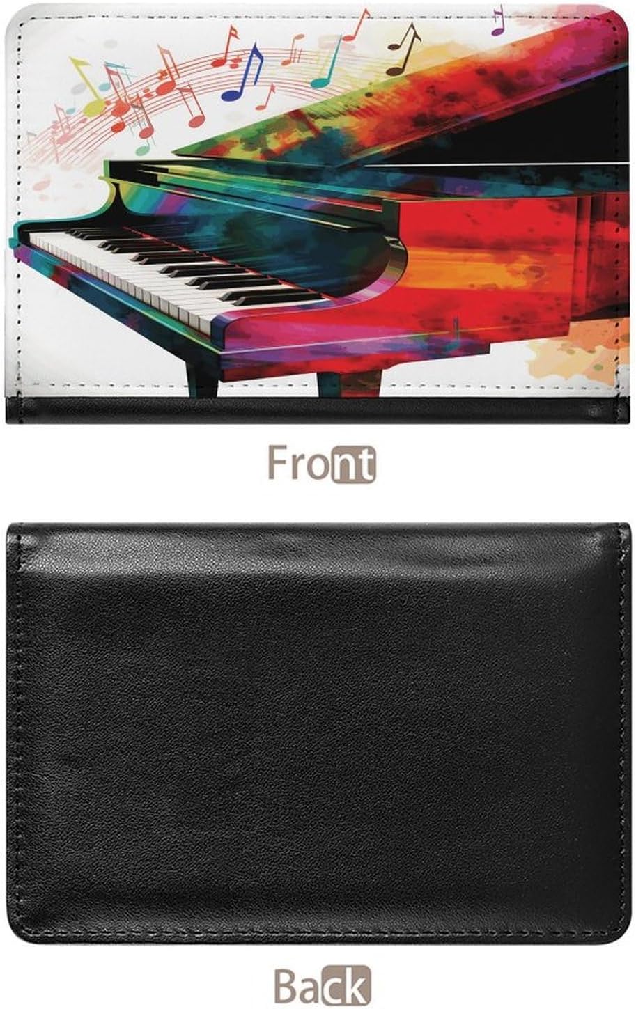 Colorful Piano Keyboard Music Passport Holder for Travel Document Holders PU Leather Credit Card Holder Minimalist Front Pocket Wallet Fashion Passport Wallet Cover Case Slim Bifold image 3