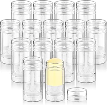15 Pcs 75ml/2.5oz Bottom Filling Deodorant Containers Empty Plastic Twist Up Filling Stick Tube Refillable Round Deodorant Bottles for Homemade DIY Sunscreen Crayon - Clear