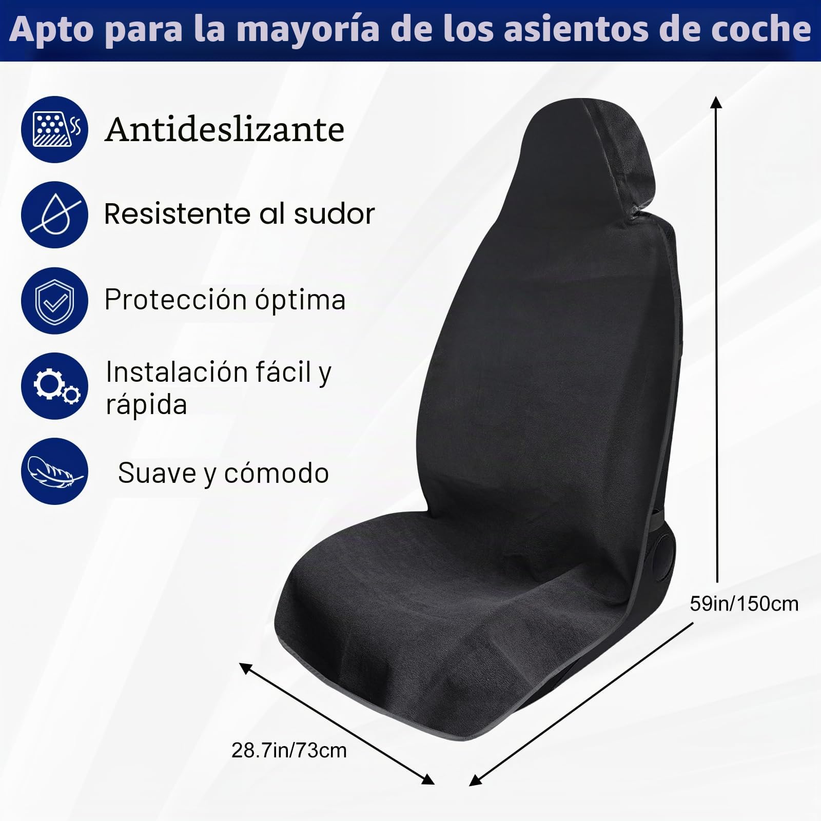 Funda de Asiento de Coche en Toalla Impermeable - Protector Universal Antideslizante y Resistente al Sudor para Asiento Delantero, para Gimnasio, Carrera, natación y Playa